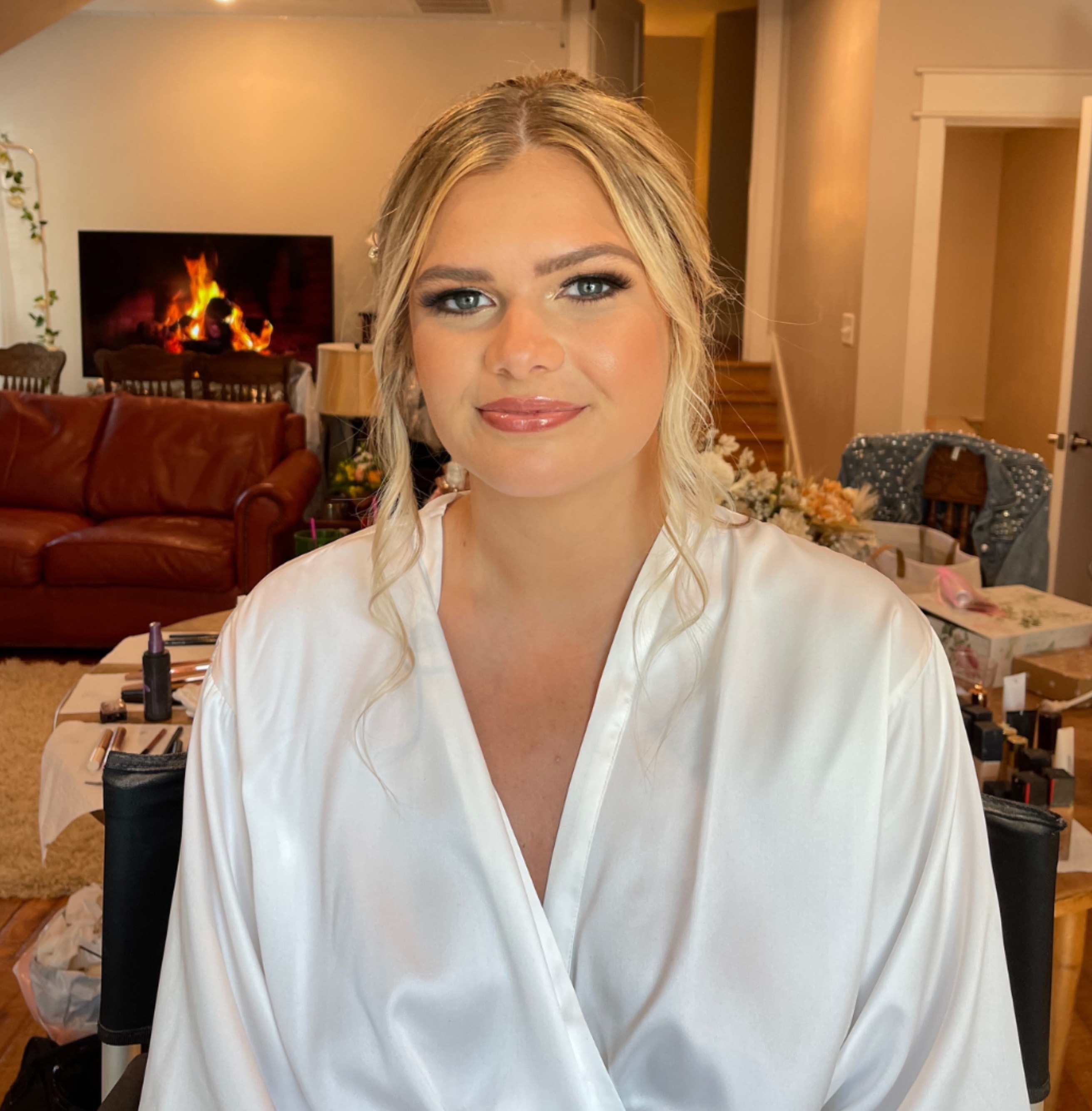 Bride makeup application